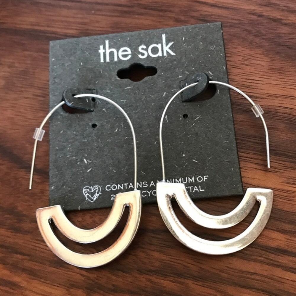 NWT the sak silver tone semi circle mod chic dangle drop earrings new on card